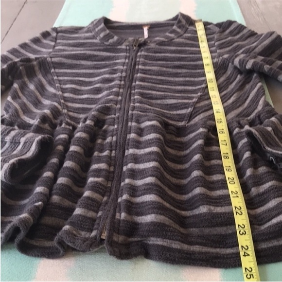 Free People Gray Striped Peplum Zip Jacket - Picture 11 of 11